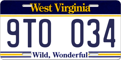 WV license plate 9TO034