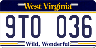 WV license plate 9TO036
