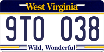 WV license plate 9TO038