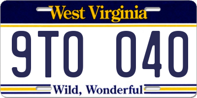 WV license plate 9TO040
