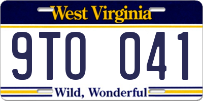 WV license plate 9TO041