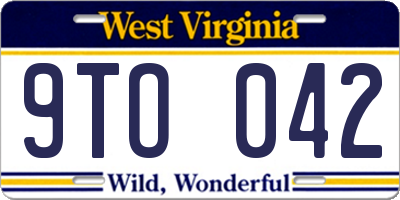 WV license plate 9TO042