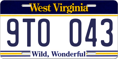 WV license plate 9TO043