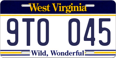 WV license plate 9TO045