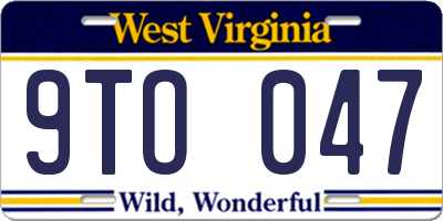 WV license plate 9TO047