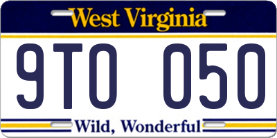 WV license plate 9TO050