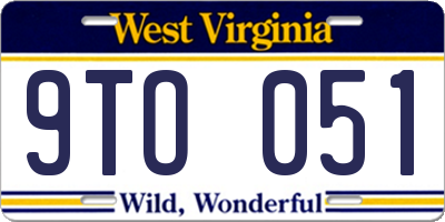 WV license plate 9TO051