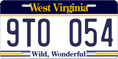 WV license plate 9TO054