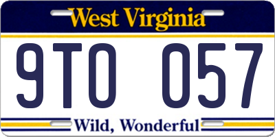 WV license plate 9TO057