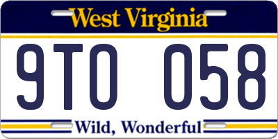 WV license plate 9TO058