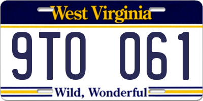 WV license plate 9TO061