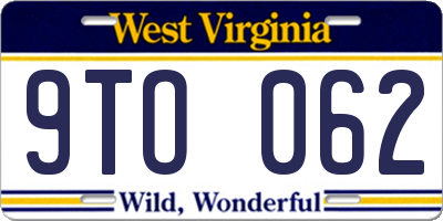 WV license plate 9TO062