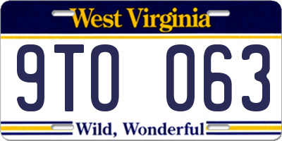 WV license plate 9TO063