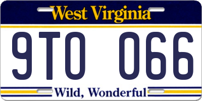 WV license plate 9TO066