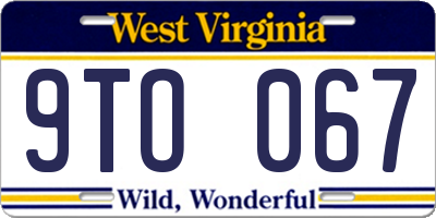 WV license plate 9TO067