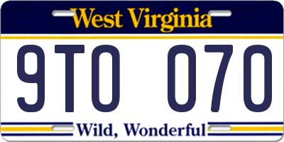 WV license plate 9TO070
