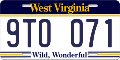 WV license plate 9TO071
