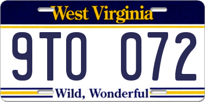 WV license plate 9TO072