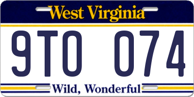 WV license plate 9TO074