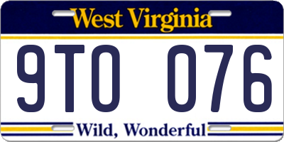 WV license plate 9TO076