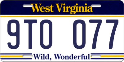 WV license plate 9TO077