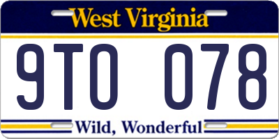 WV license plate 9TO078