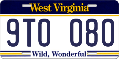 WV license plate 9TO080