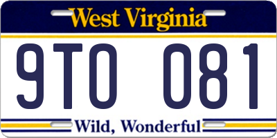 WV license plate 9TO081