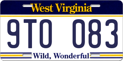 WV license plate 9TO083