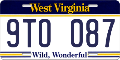 WV license plate 9TO087