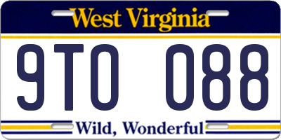 WV license plate 9TO088