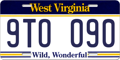 WV license plate 9TO090