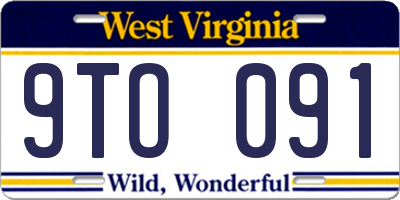WV license plate 9TO091