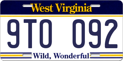 WV license plate 9TO092