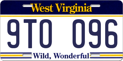 WV license plate 9TO096