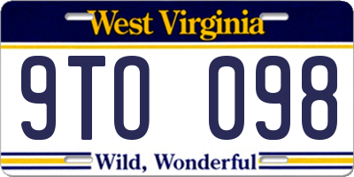 WV license plate 9TO098