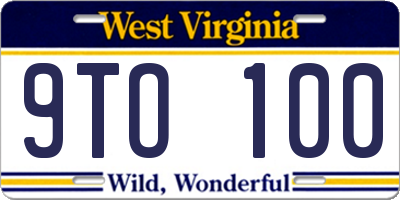 WV license plate 9TO100