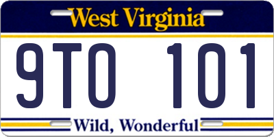 WV license plate 9TO101