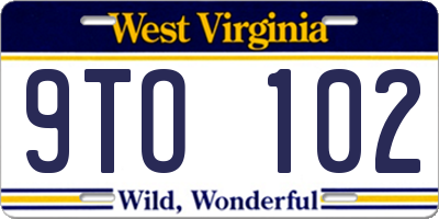 WV license plate 9TO102