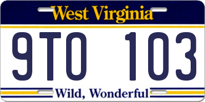 WV license plate 9TO103