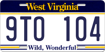 WV license plate 9TO104