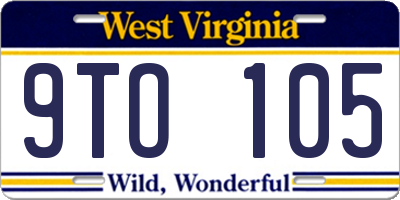 WV license plate 9TO105
