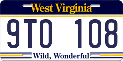 WV license plate 9TO108