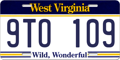 WV license plate 9TO109
