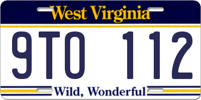 WV license plate 9TO112