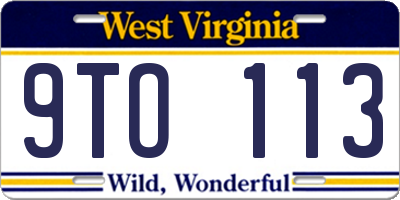 WV license plate 9TO113