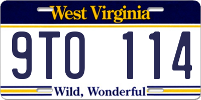 WV license plate 9TO114