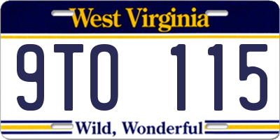WV license plate 9TO115