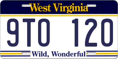 WV license plate 9TO120