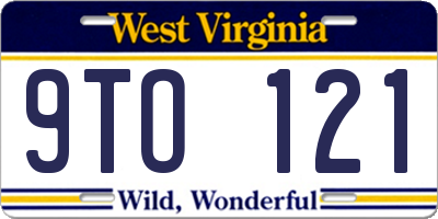 WV license plate 9TO121
